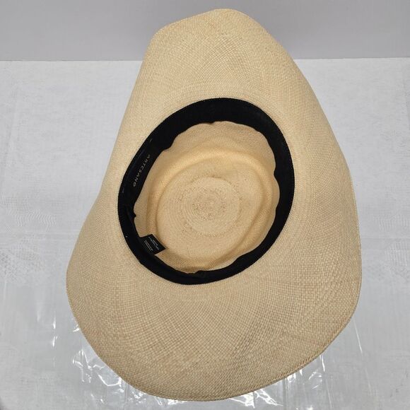 Artesano Puglia Elegant Cream Wide-Brim Toquilla Straw Hat Black Band Boho Chic main image 11